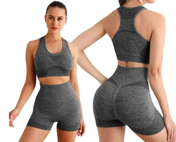 Conjunto de Top e Short de Treino Cinza empinar bumbum