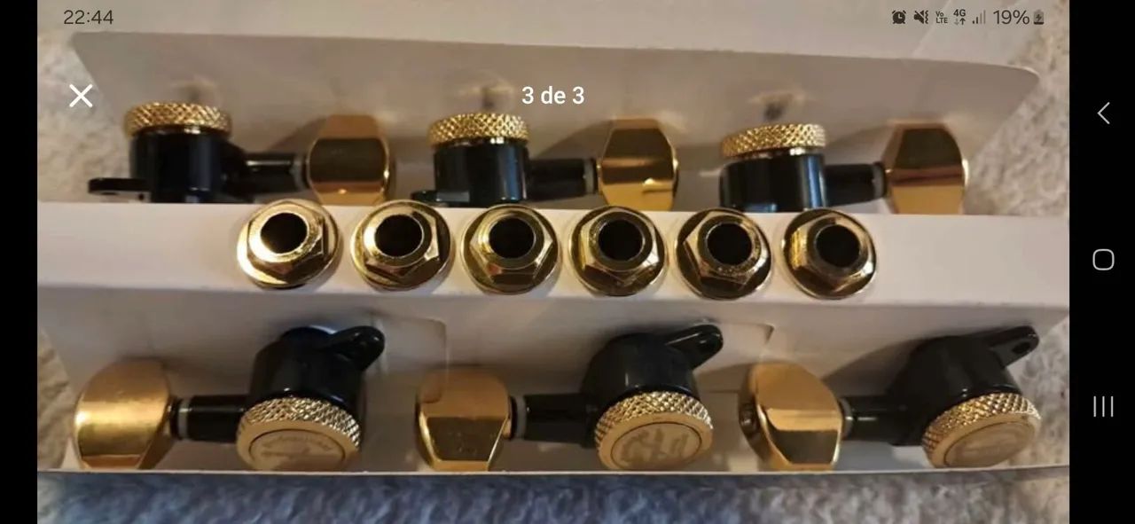 Tarraxas Guyker Douradas e pretas para Guitarra
