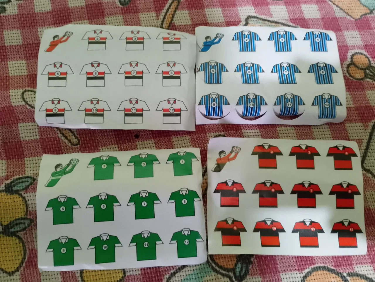 Adesivos de Camisas de Futebol para jogo de botão