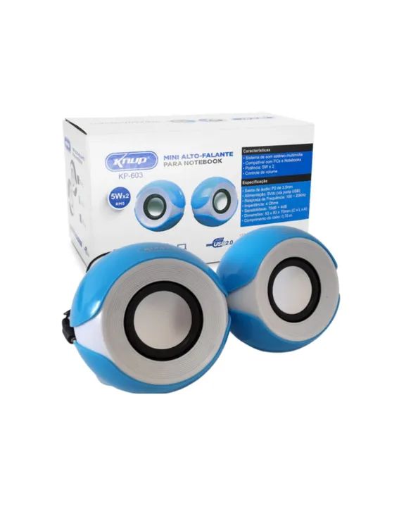CAIXA DE SOM 5W X 2 =10W MULTIMIDIA KNUP KP-603