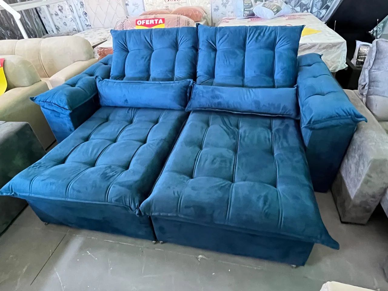 Sofá retrátil reclinável 2.30m Ipanema Veludo