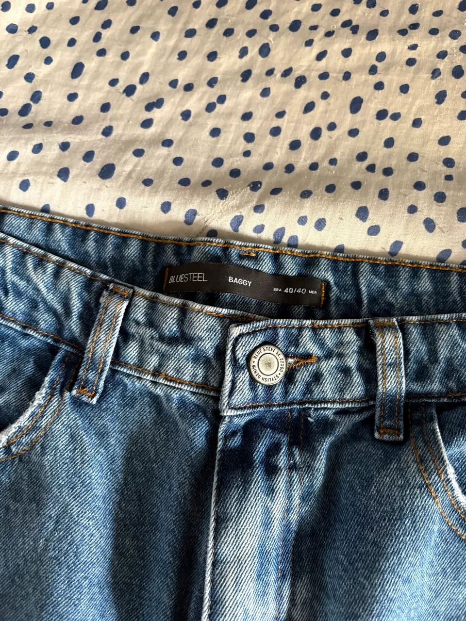 Calça Jeans Baggy Vintage Azul médio 40 (NOVA) - Foto 3