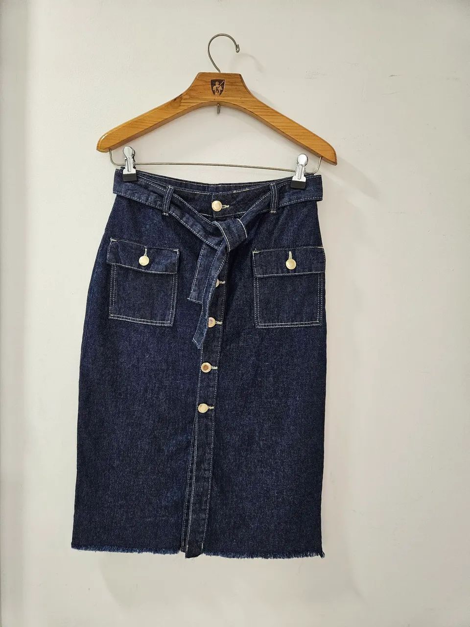 Saia Jeans Botões - Tamanho M