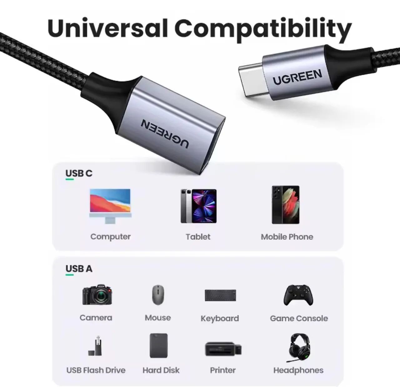 Cabo Adaptador OTG USB-A para USB-C UGREEN 3.0 - Foto 4