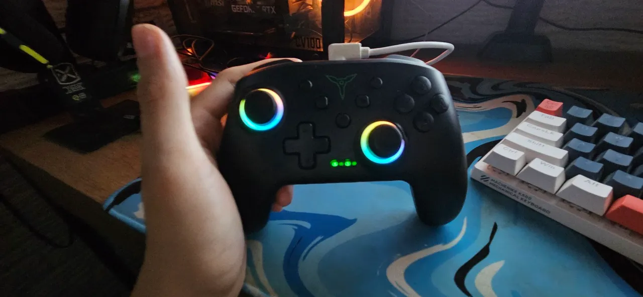 Controle Gamer Sem Fio com Iluminação RGB