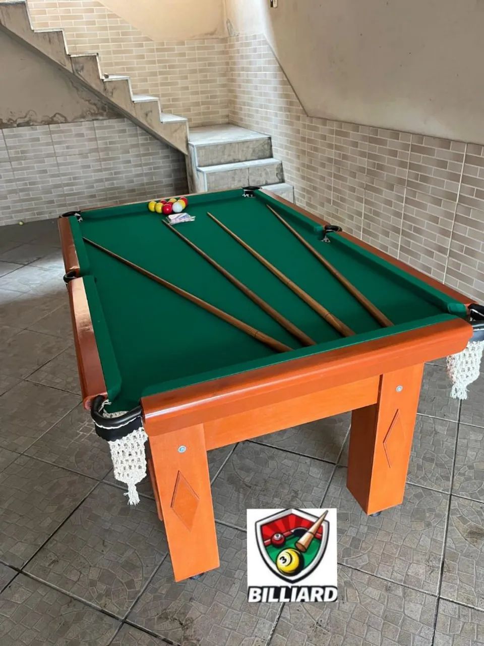 Sinuca Tipo Bilhar Tradicional Verniz Forração Verde