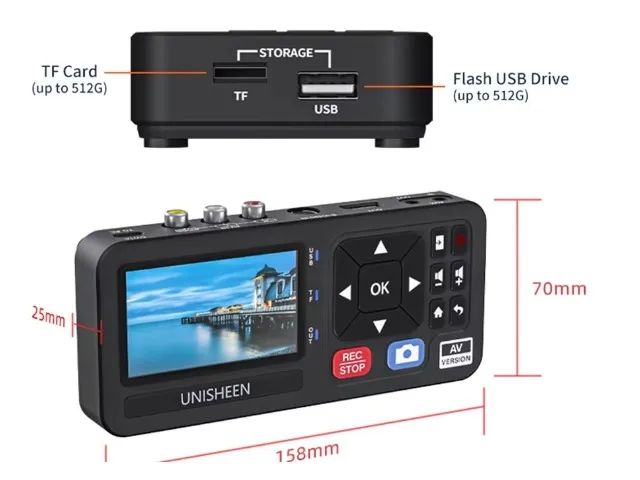 Gravador de Fitas vhs/mp4 - cartão de memória e pen drive