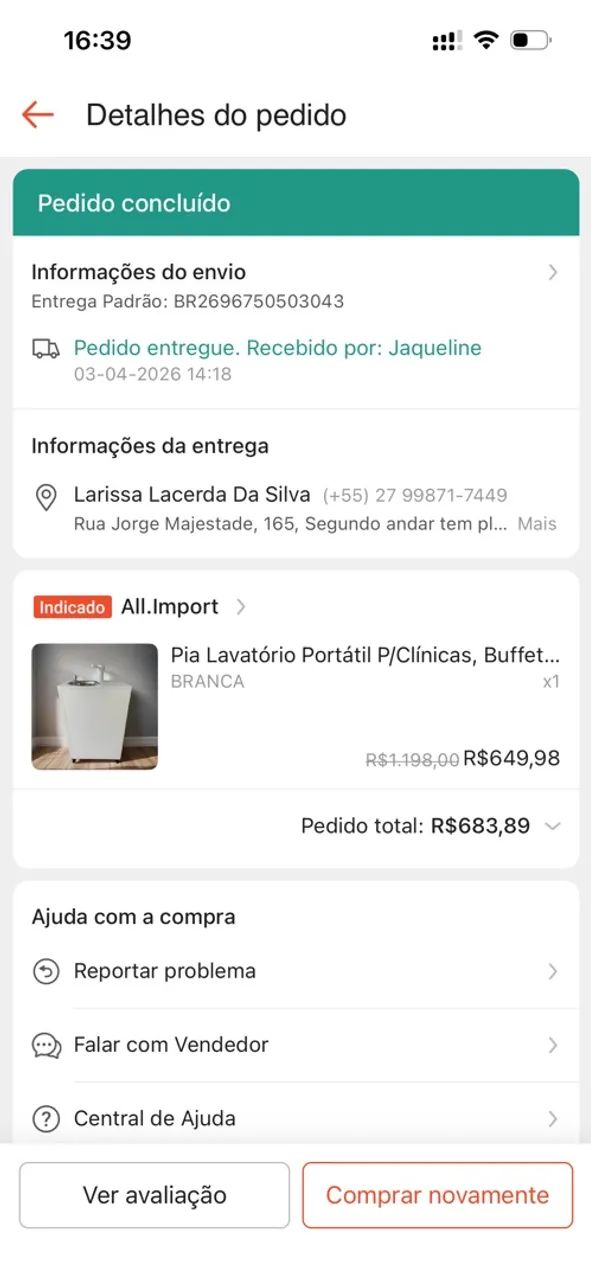 Pia lavatório portátil 