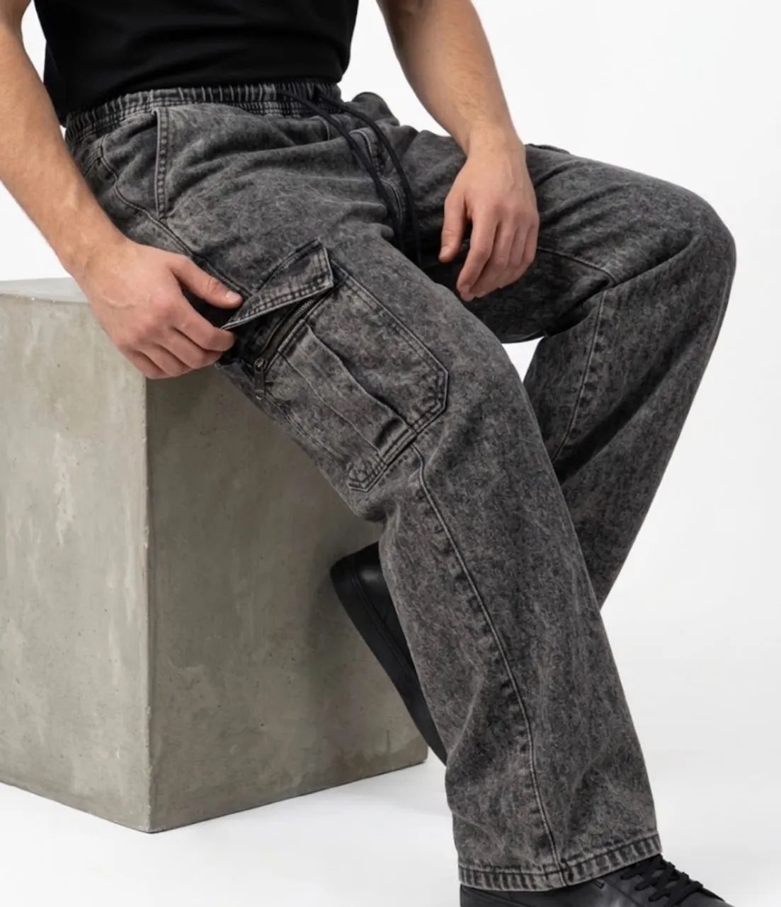 Calça Cargo Jeans Claro 