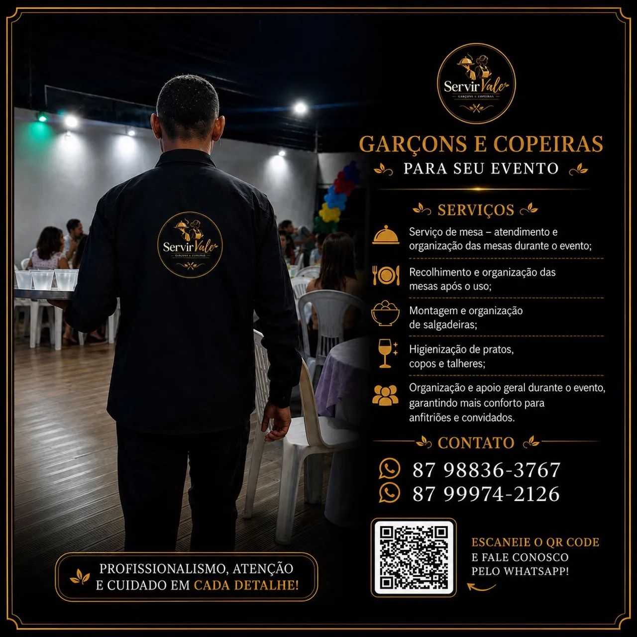 Garçom e copeira para sua festa