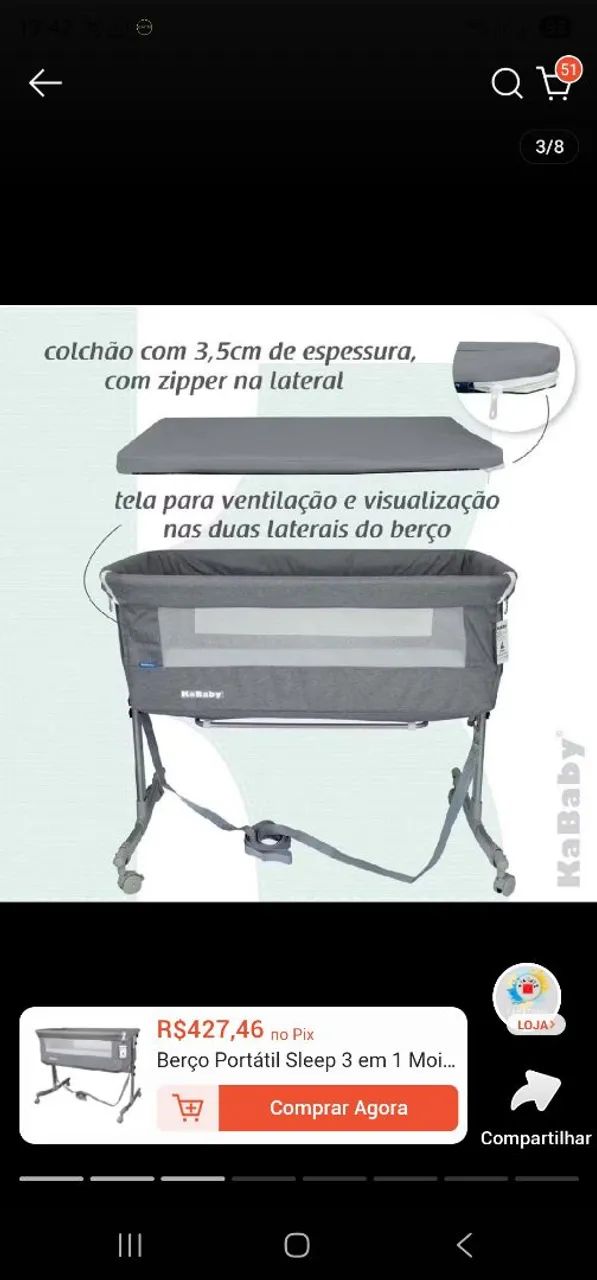 Berço portátil sleep 3 em 1  - Foto 2