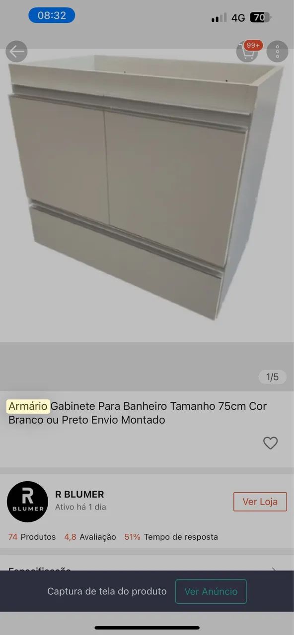 Armário gabinete banheiro
