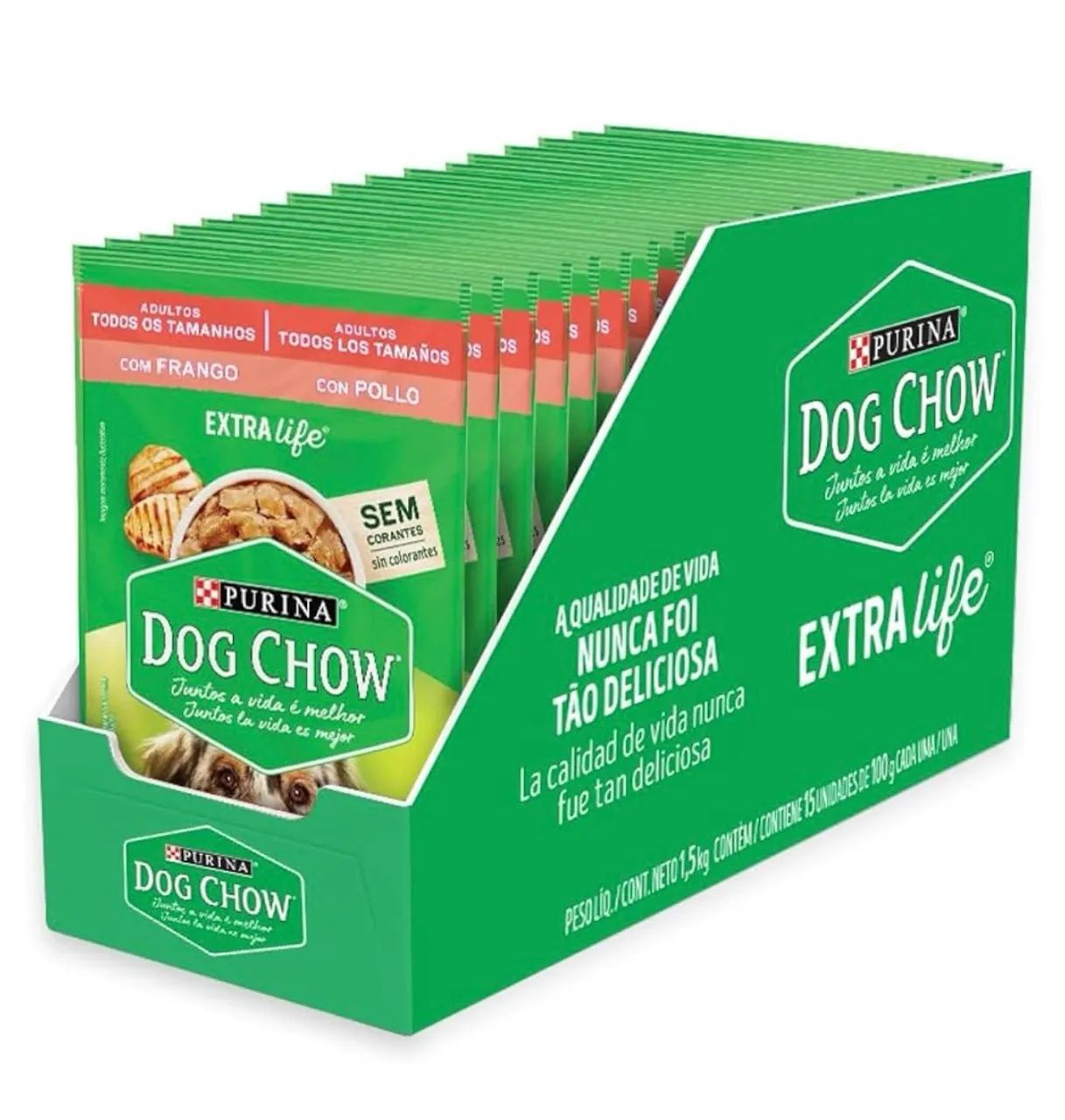 Sachê cachorro sabor frango cx com 15 