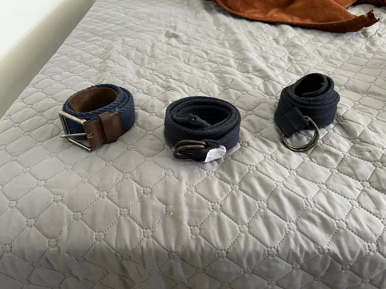 Kit 3 Cintos Masculinos de Lona / Tecido Azul Marinho (Casual e Esporte)