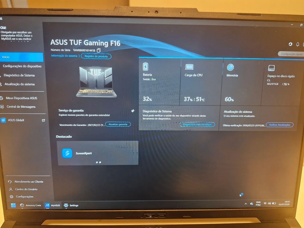 Notebook ASUS TUF F16 - RTX 3050 CORE 5 210H - Foto 4