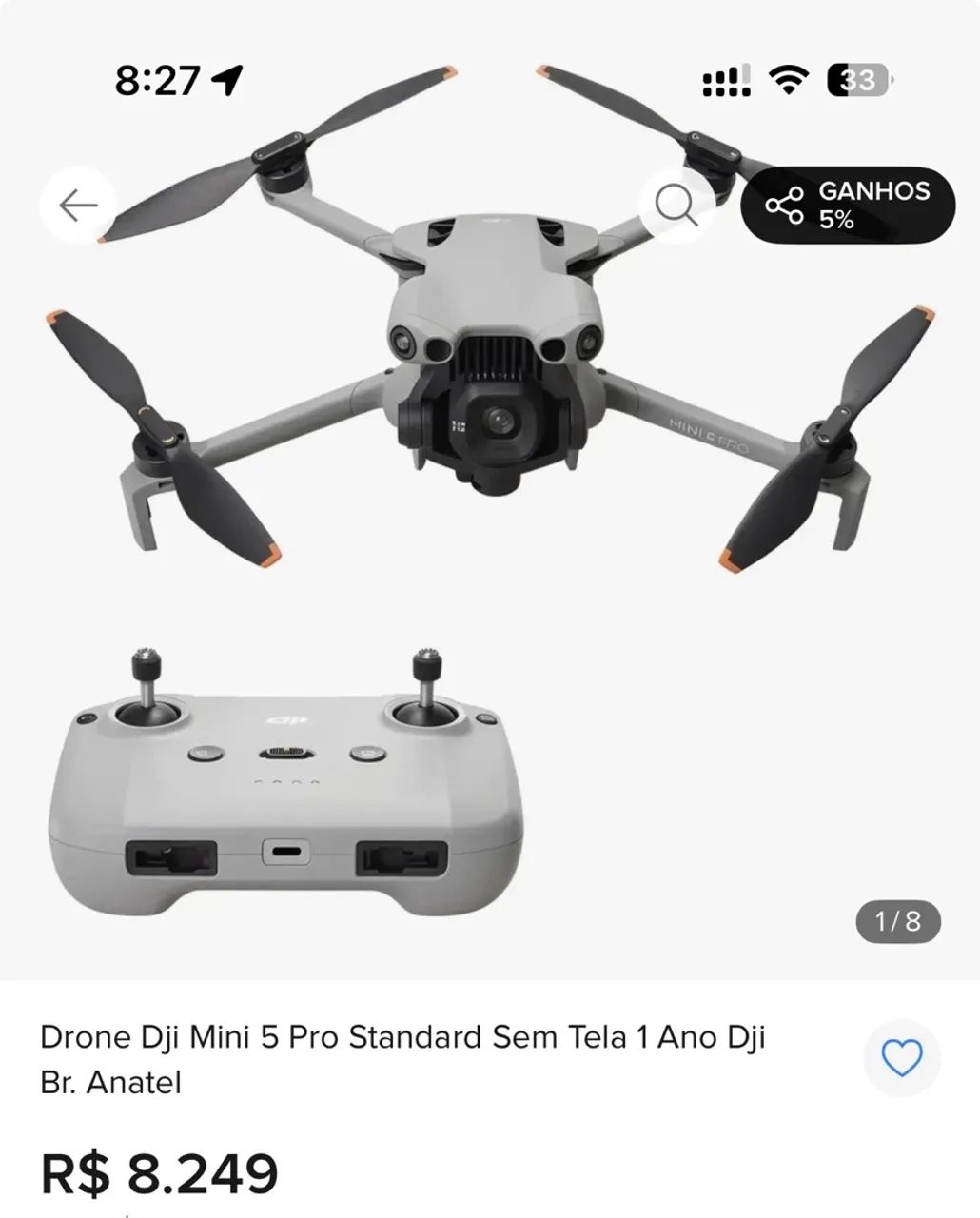 Dji mini 5 pro - standard Anatel com NF  - Foto 2