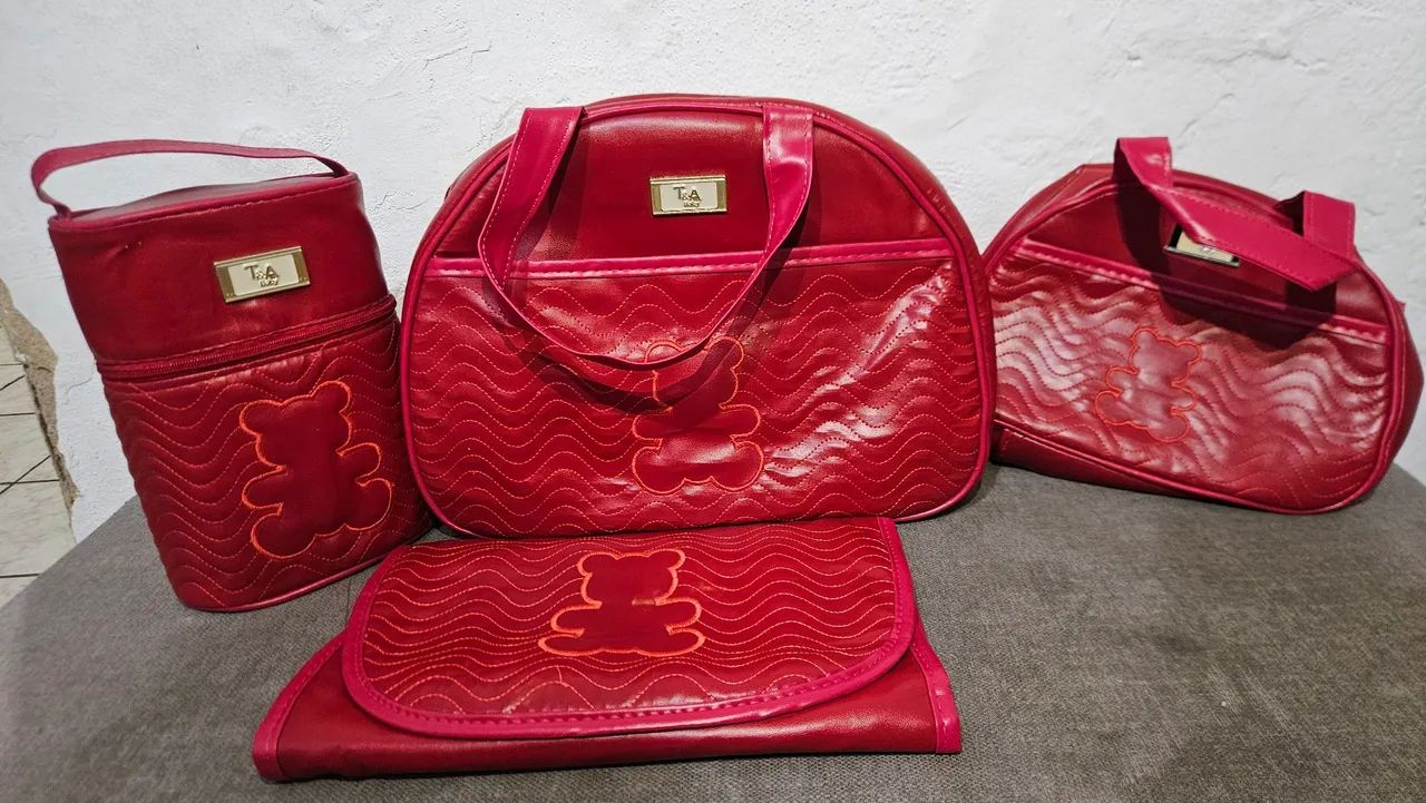 Kit Maternidade 4 Peças vermelho - Estilo e Praticidade