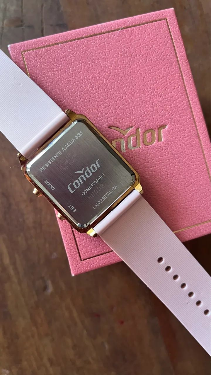 Relógio Condor Rosa com detalhes dourados digital - Foto 4