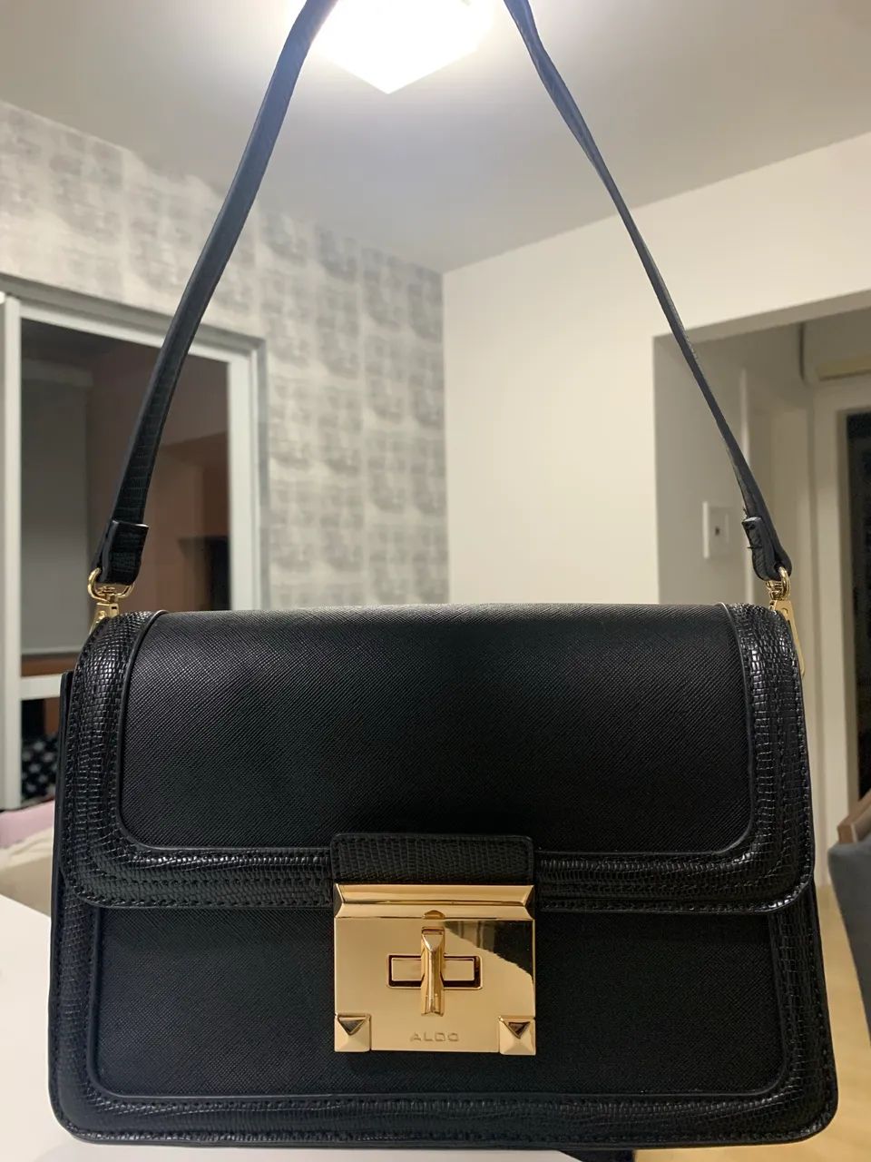 BOLSA ALDO PRETA COM ALÇA TRIPLA P - Foto 4
