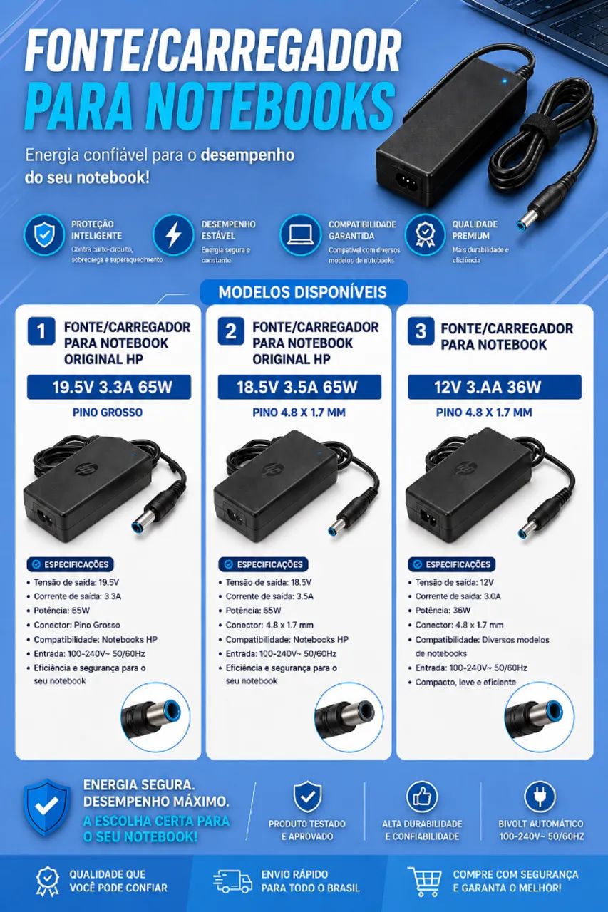 Fontes/Carregadores Para Notebooks
