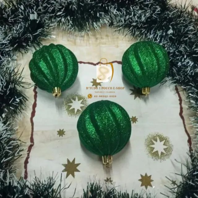 KIT COM 03 BOLAS DE NATAL- GOMO COM GLITTER IMPORTADAS E.U.A 10CM - Foto 3