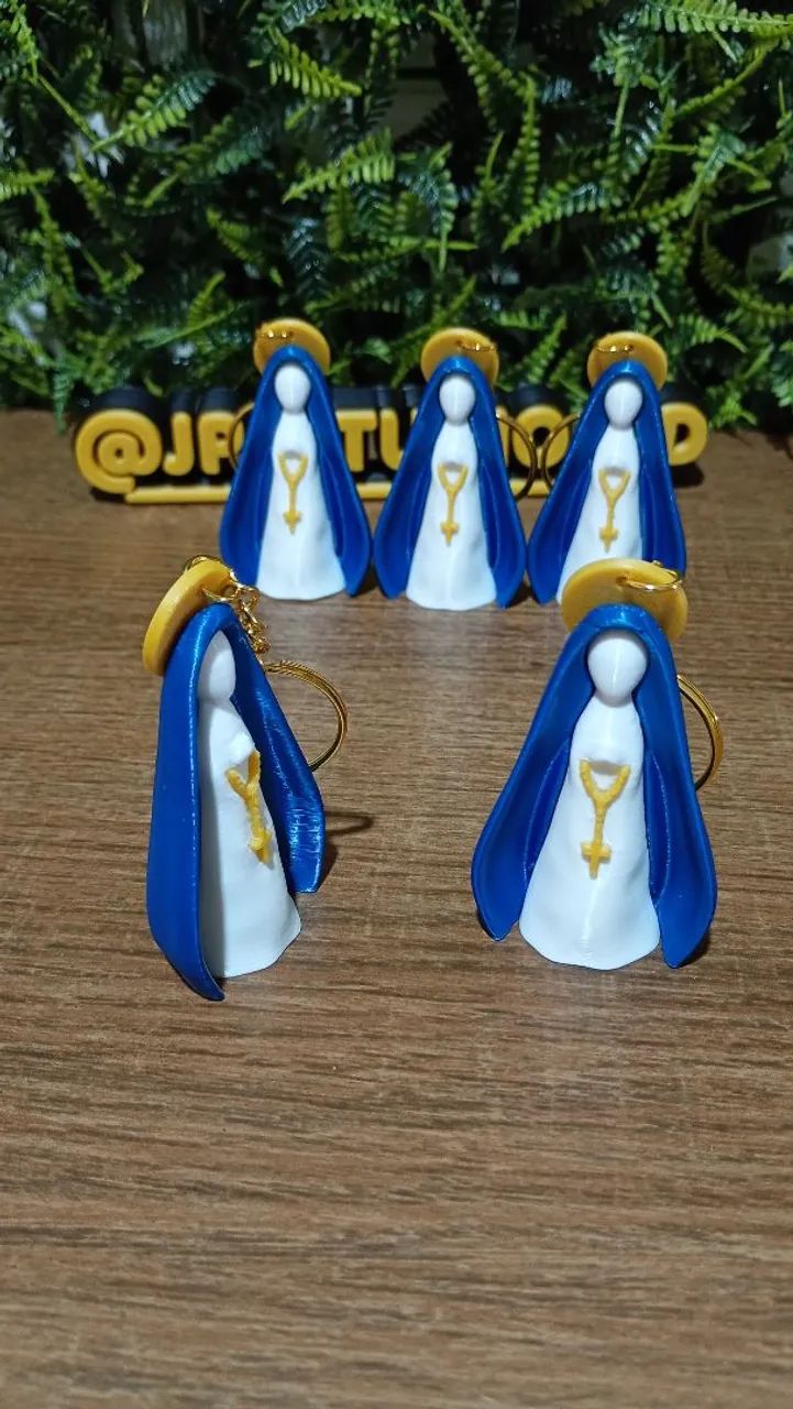 Kit 5 Chaveiros Azul/Branco de NSA. Senhora - Foto 4