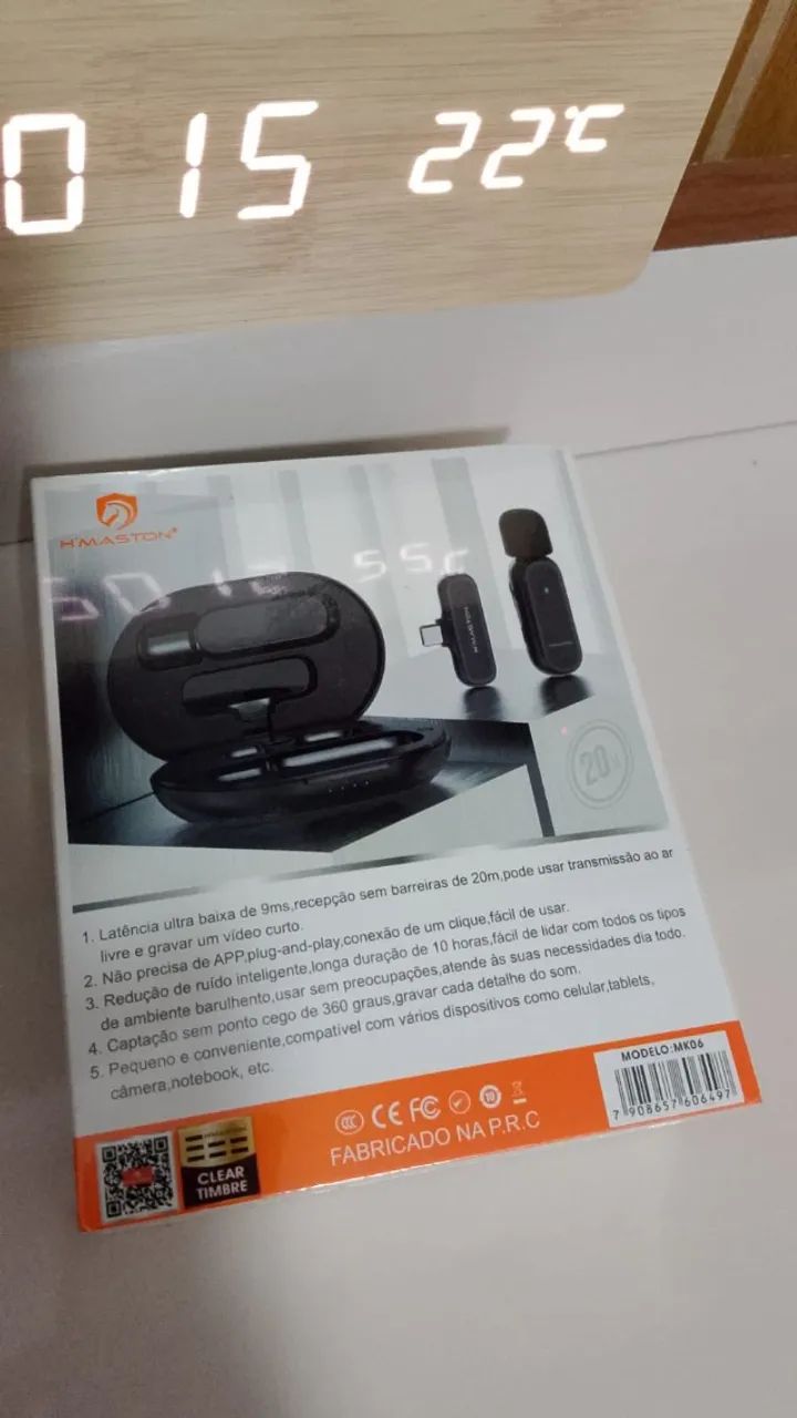 Microfone H'maston De Lapela Sem Fio Tipo C Profissional Mk06 Preto - Foto 2