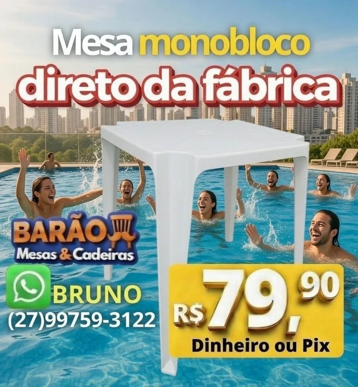 Mesa plástica Falar com Bruno 