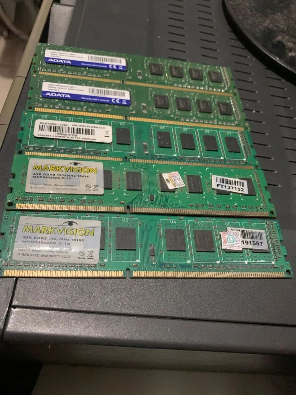 Lote com 5 memorias pc ddr3 4gb cada!!!