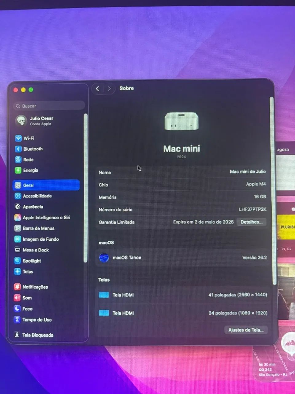 Mac Mini m4 muito novo com garantia - Foto 2