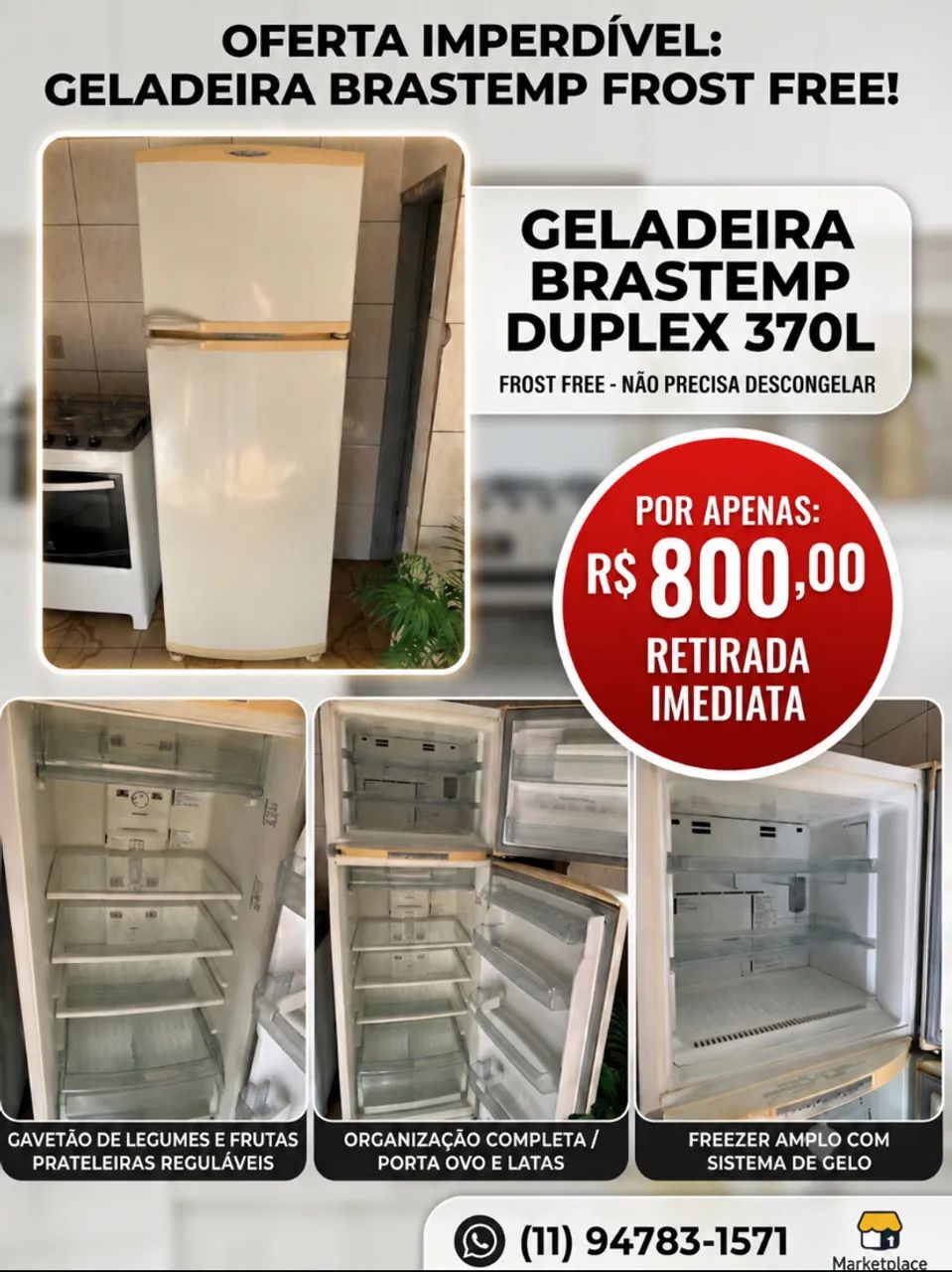 Geladeira Brastemp 370L 