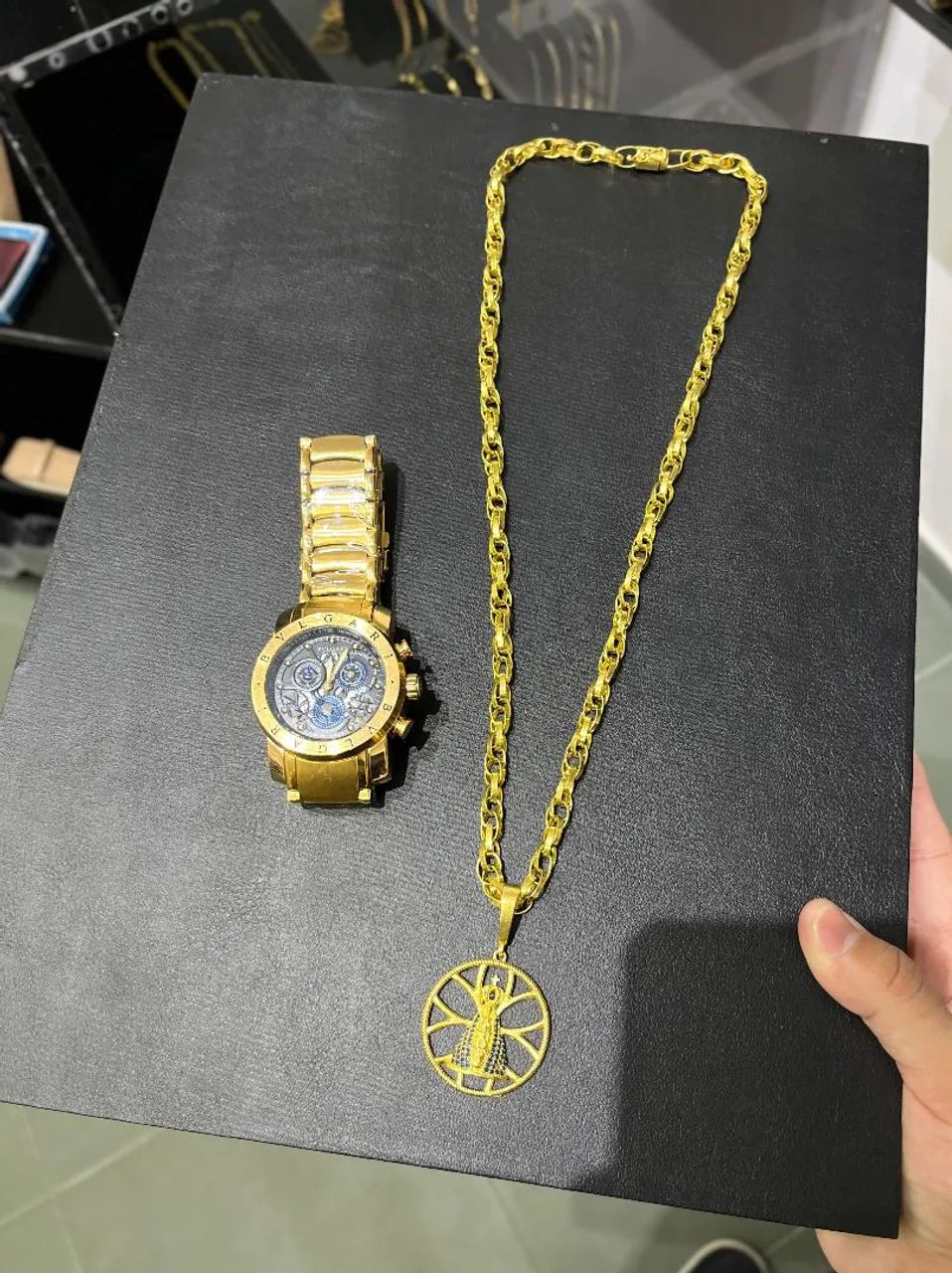 Relógio Bulgari + Corrente e pingente Moeda antiga - Foto 3