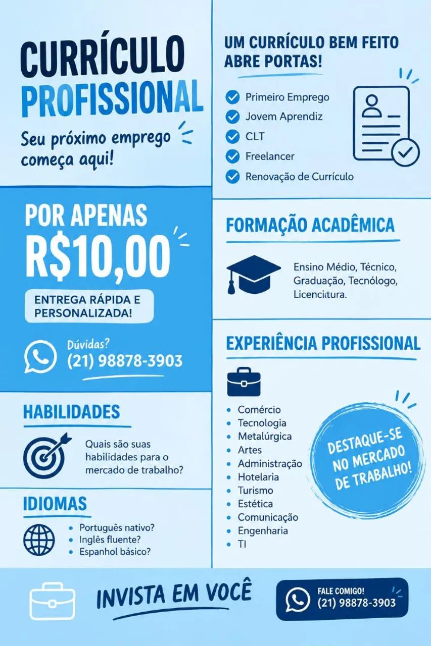Faço currículo profissional