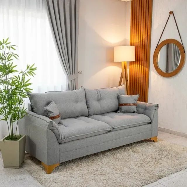 Sofá Living Creta  2.00m Linho  Produto Novo!  Pronta Entrega! - Foto 4