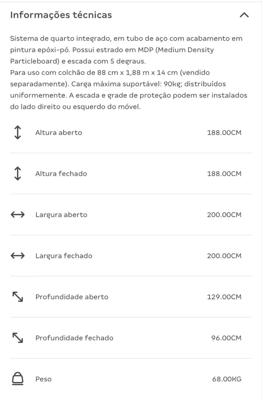 Cama Tok & Stok suspensa Preta - Foto 2