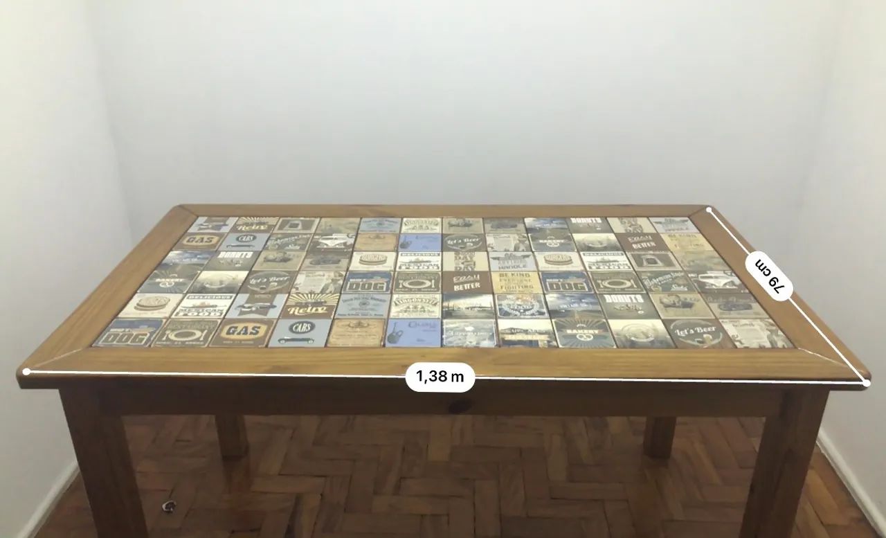 MESA DE MADEIRA COM TAMPO DECORADO ? R$ 599,00! - Foto 2