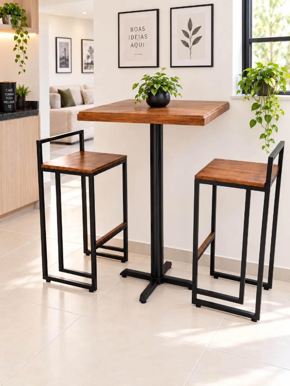CONJUNTO MESA BISTRÔ + 2 BANQUETAS - Foto 4