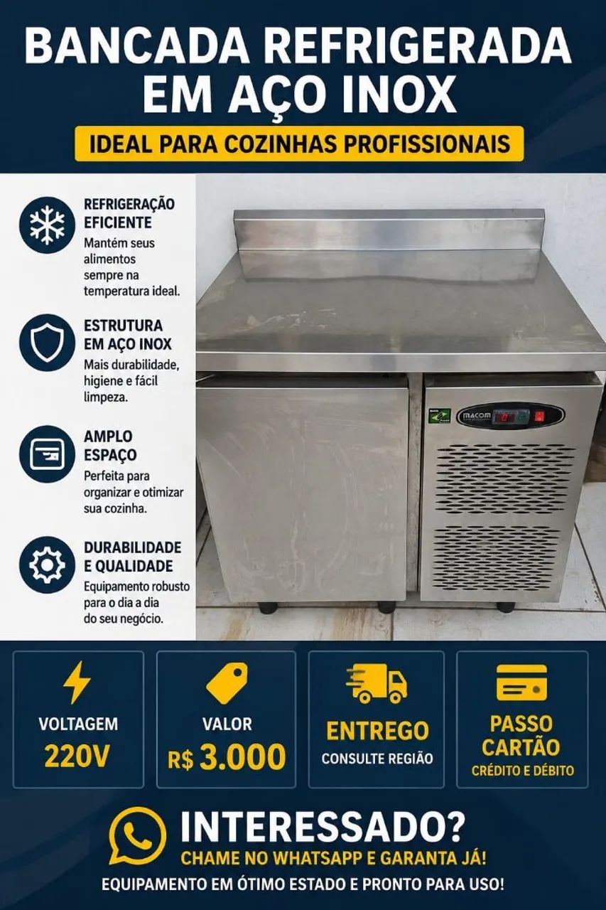 Bancada refrigerada inox