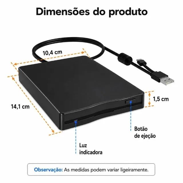 Unidade externa USB disquete de 3,5 polegadas (disco de 1,44 MB) p/ Windows (USB e USB-C)  - Foto 4