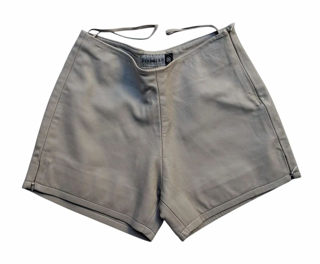 shorts siberian couro legítimo bege 36