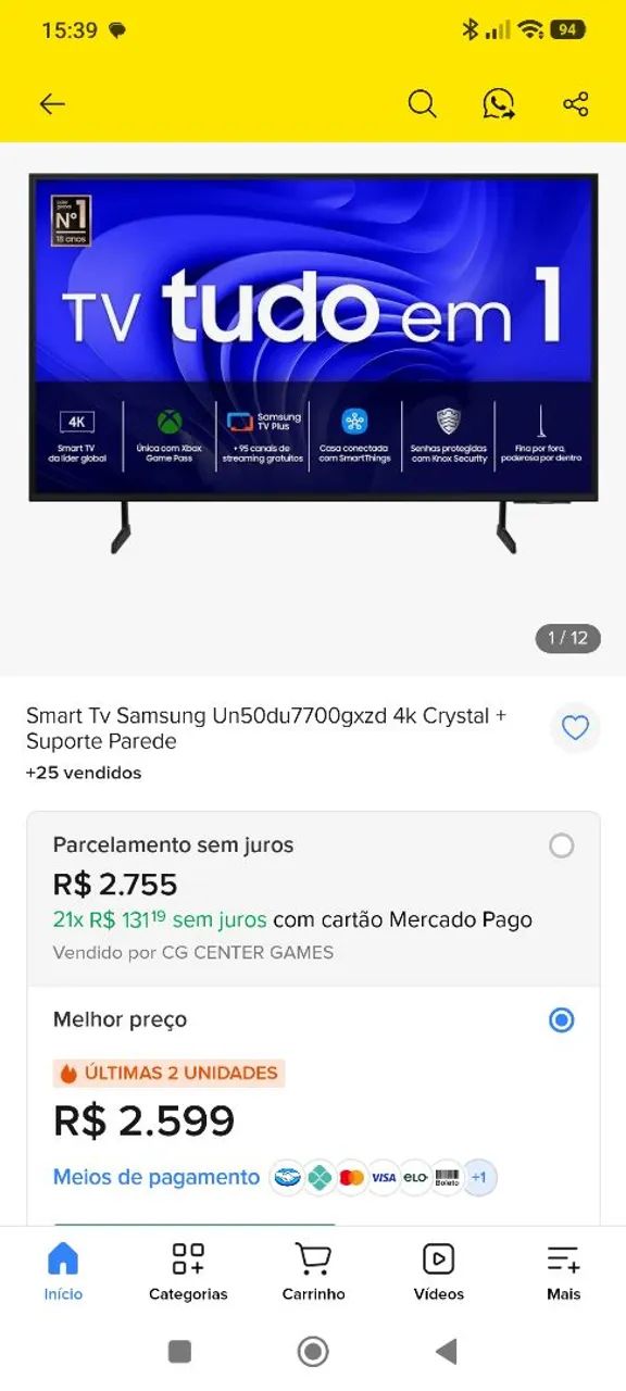 Televisão 50 polegadas com gaming Hub - Defeito - Foto 4