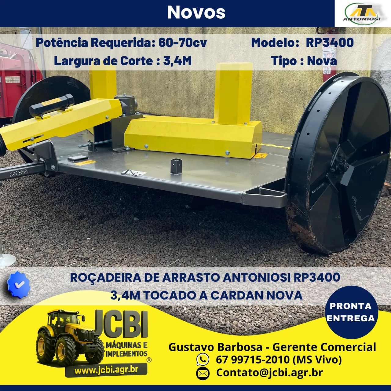 ROÇADEIRA DE ARRASTO ANTONIOSI RP3400 3,4M TOCADO A CARDAN NOVA - Tratores  e máquinas agrícolas - Centro, Maracaju 1472638192 | OLX