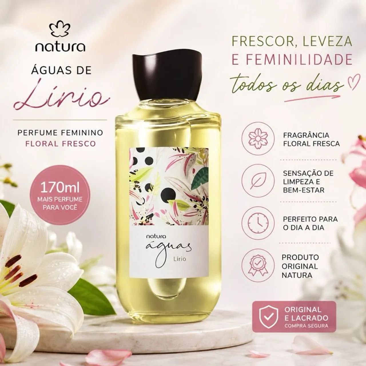 Águas Lírio Natura Perfume NOVO - Foto 2