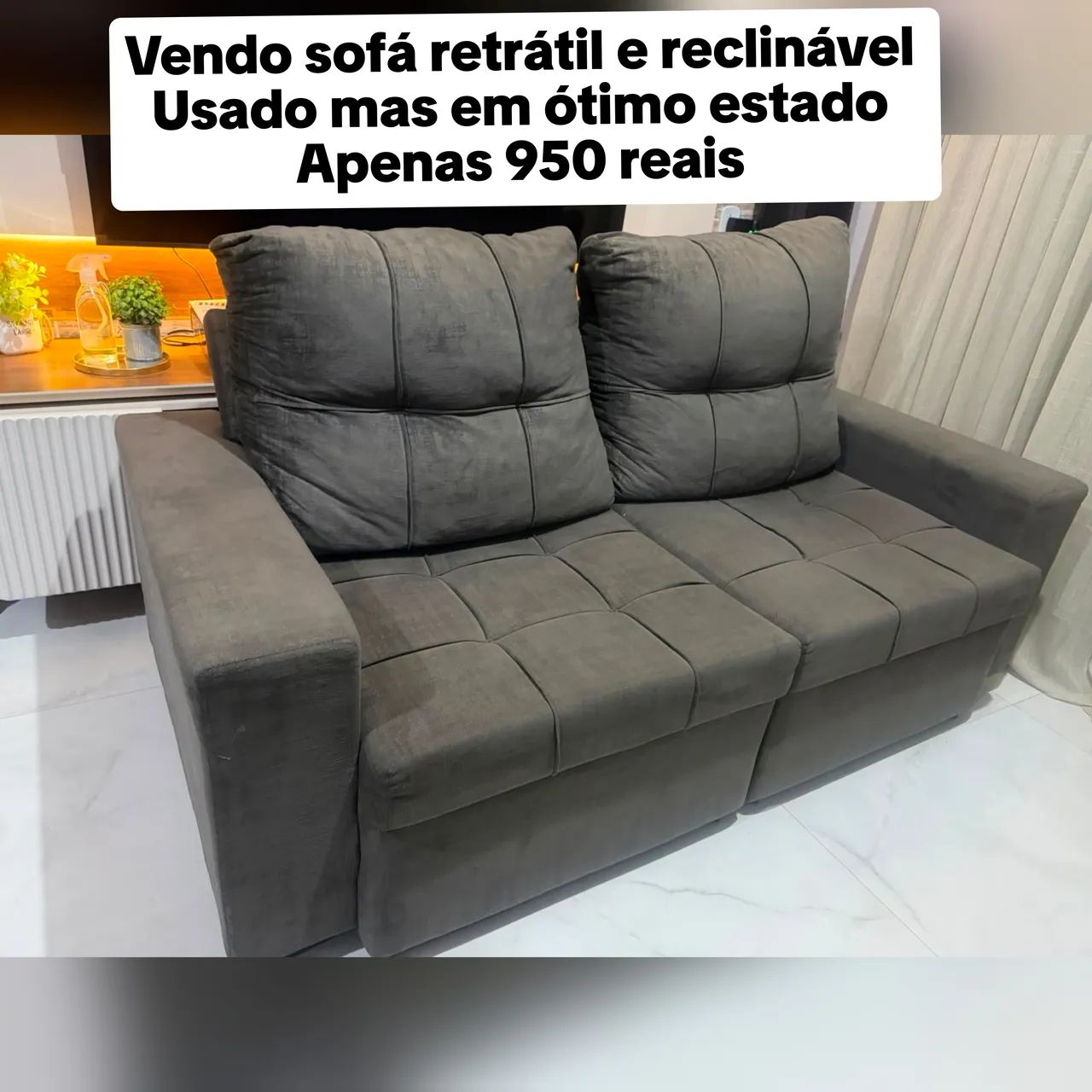 Sofá retrátil e reclinável 