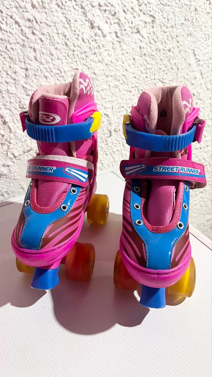 Patins Roller 4 rodas + kit de proteção 