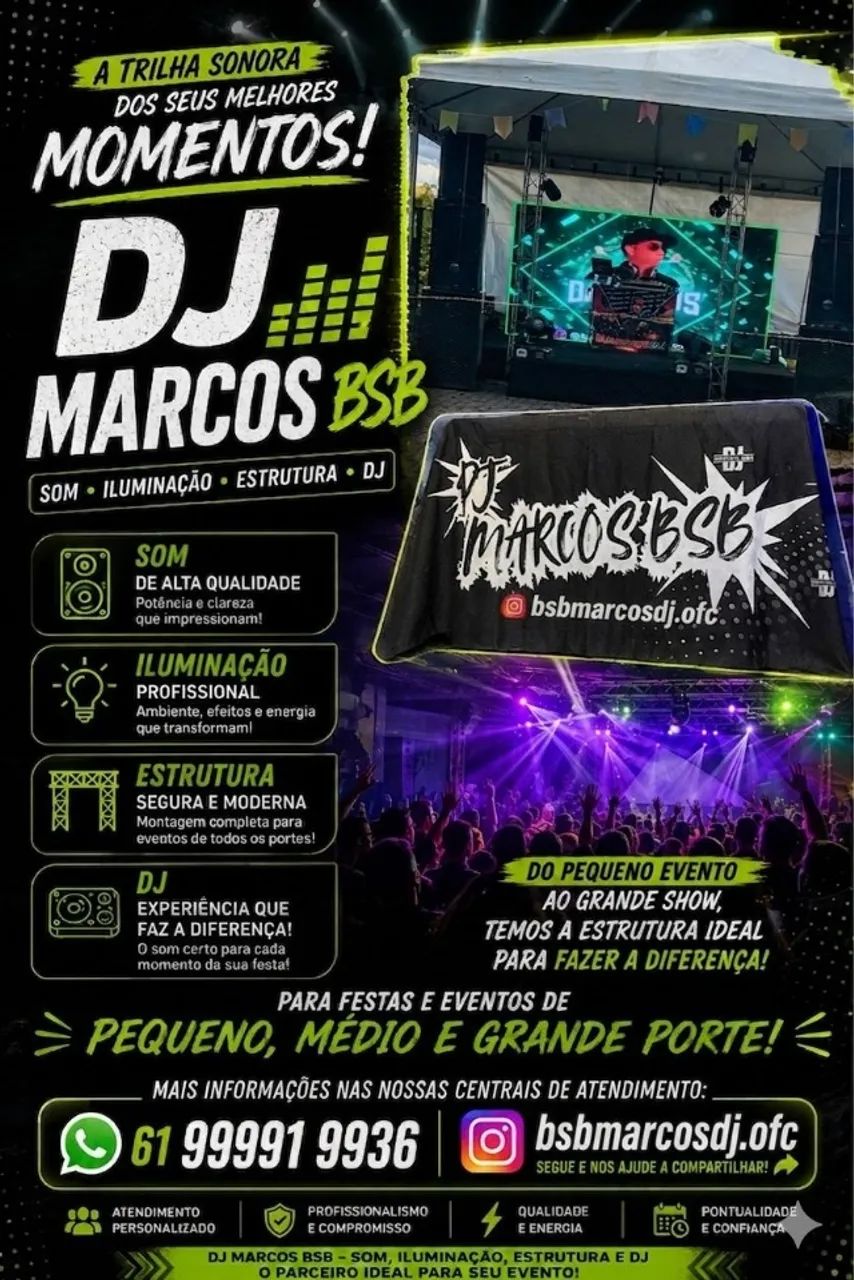 SOM, ILUMINAÇÃO, ESTRUTURA E DJ PARA FESTA E EVENTOS