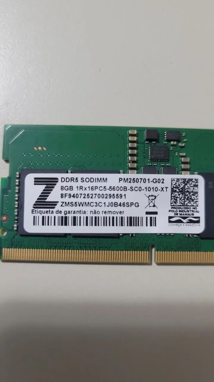 Memória DDR 5 para notebook de 8gb - Memória RAM - Parque