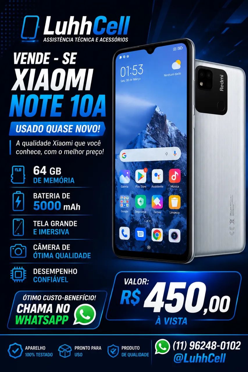 Redmi 10A seminovo perfeito sem detalhe 