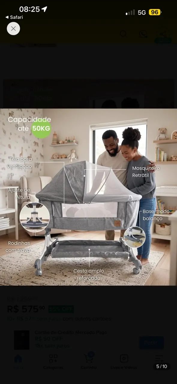 Berço Portátil PipDip Co-Sleeper, Com Balanço - Foto 3