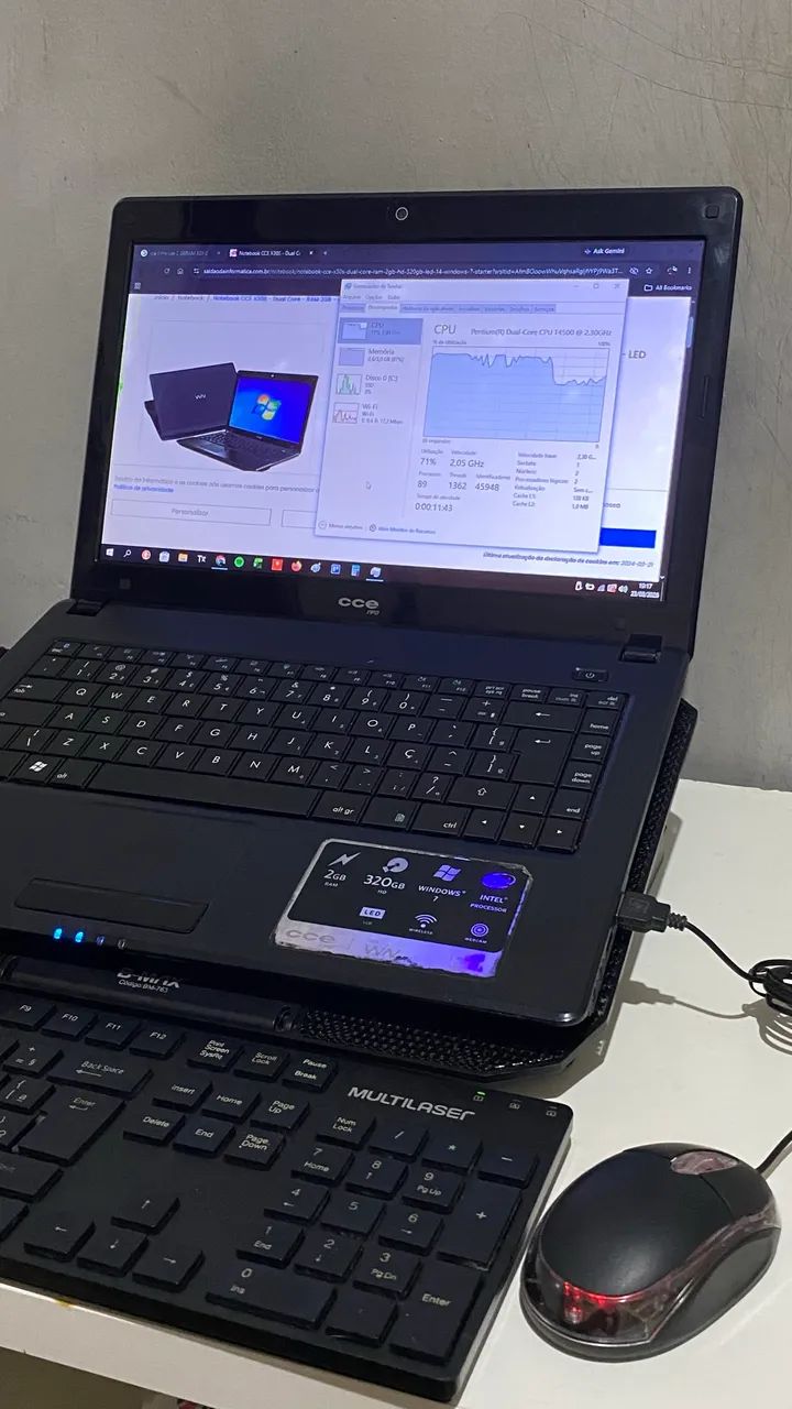 Notebook CCE + Teclado USB + Mouse + Cooling pad USB - Foto 3